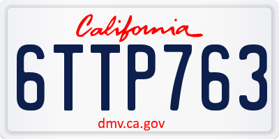 CA license plate 6TTP763