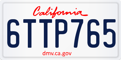 CA license plate 6TTP765