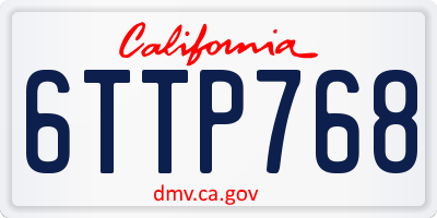 CA license plate 6TTP768