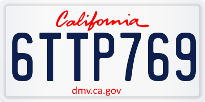 CA license plate 6TTP769