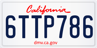 CA license plate 6TTP786