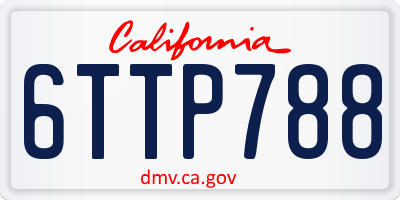CA license plate 6TTP788