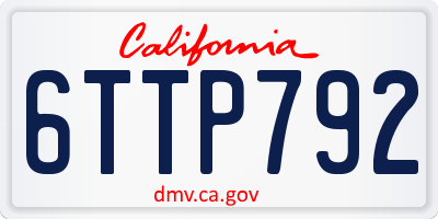 CA license plate 6TTP792