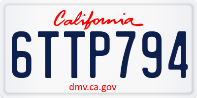 CA license plate 6TTP794