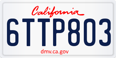 CA license plate 6TTP803