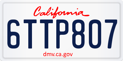 CA license plate 6TTP807