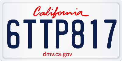 CA license plate 6TTP817