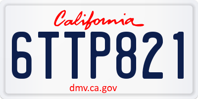 CA license plate 6TTP821