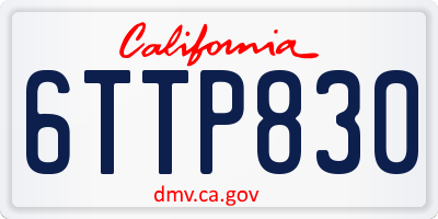 CA license plate 6TTP830