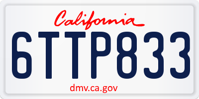 CA license plate 6TTP833