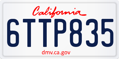CA license plate 6TTP835