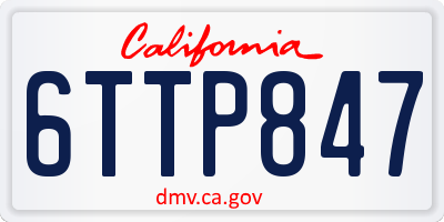 CA license plate 6TTP847