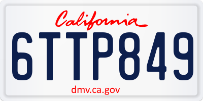 CA license plate 6TTP849