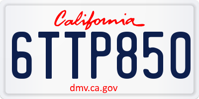 CA license plate 6TTP850