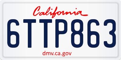 CA license plate 6TTP863
