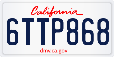 CA license plate 6TTP868