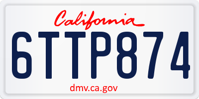 CA license plate 6TTP874