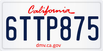 CA license plate 6TTP875
