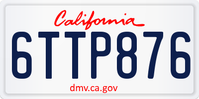 CA license plate 6TTP876