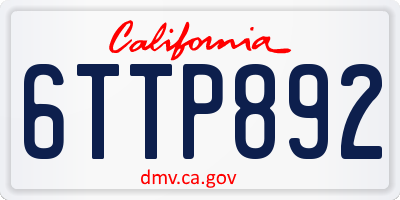 CA license plate 6TTP892