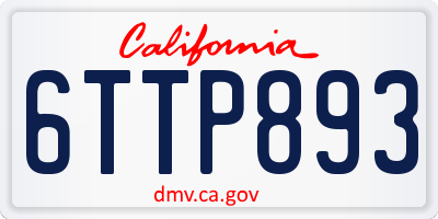 CA license plate 6TTP893