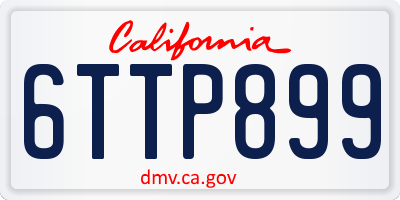 CA license plate 6TTP899