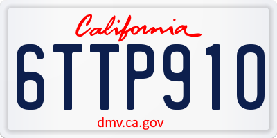 CA license plate 6TTP910