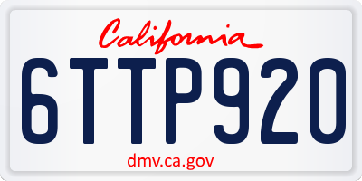 CA license plate 6TTP920