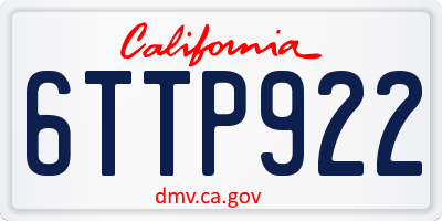 CA license plate 6TTP922