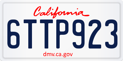 CA license plate 6TTP923