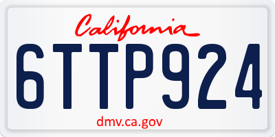 CA license plate 6TTP924