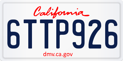 CA license plate 6TTP926