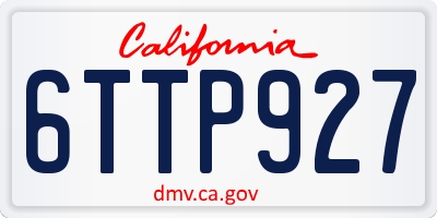 CA license plate 6TTP927