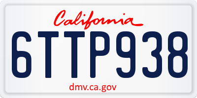 CA license plate 6TTP938