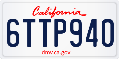CA license plate 6TTP940