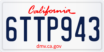 CA license plate 6TTP943