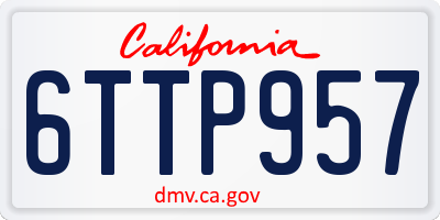 CA license plate 6TTP957