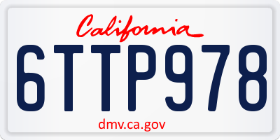 CA license plate 6TTP978
