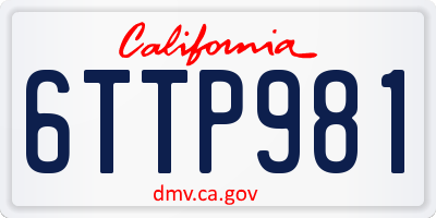 CA license plate 6TTP981