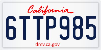 CA license plate 6TTP985