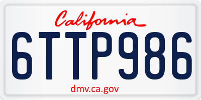 CA license plate 6TTP986