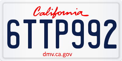 CA license plate 6TTP992