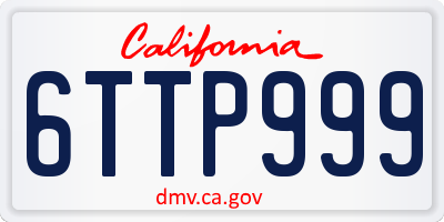 CA license plate 6TTP999