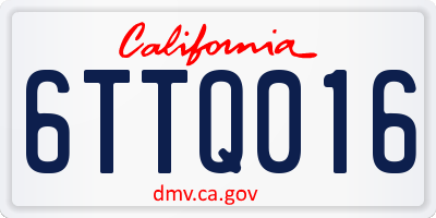 CA license plate 6TTQ016