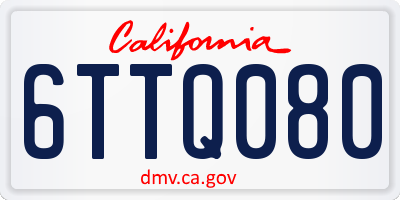 CA license plate 6TTQ080