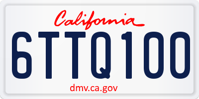 CA license plate 6TTQ100