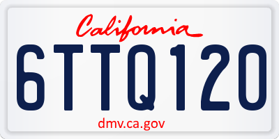 CA license plate 6TTQ120