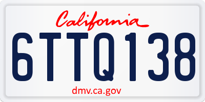 CA license plate 6TTQ138