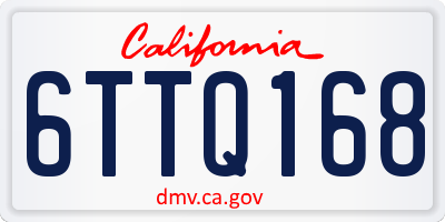 CA license plate 6TTQ168