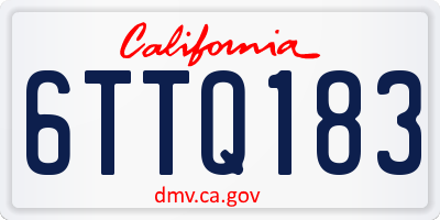 CA license plate 6TTQ183